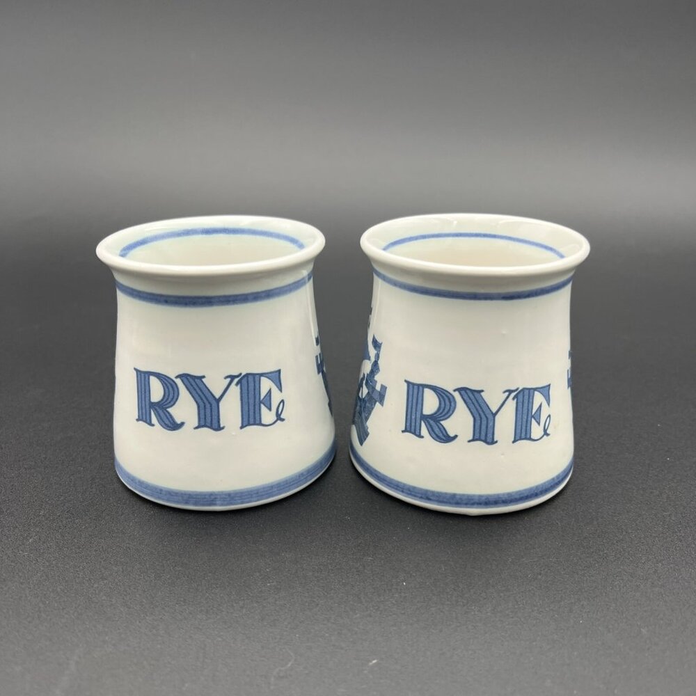 Vtg Iden Pottery RYE Mug SHIP Blue Cream Ceramic Sussex England Viking Sailing - Picture 3 of 12